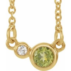 14K Yellow Natural Peridot & .02 CTW Natural Diamond 16" Necklace