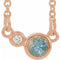 14K Rose Natural Aquamarine & .02 CTW Natural Diamond 16
