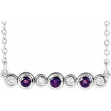 14K White Natural Amethyst & .08 CTW Natural Diamond Bezel-Set 16-18" Necklace