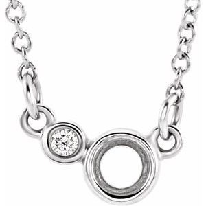 Sterling Silver 3 mm Round .02 CTW Natural Diamond Semi-Set 16" Necklace