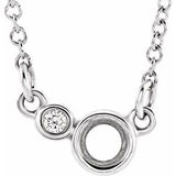 14K White 3 mm Round .02 CTW Natural Diamond Semi-Set 18" Necklace