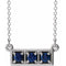 14K White Natural Blue Sapphire Three-Stone Bar 16-18