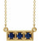 14K Yellow Lab-Grown Blue Sapphire Three-Stone Bar 16-18