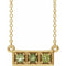 14K Yellow Natural Peridot Three-Stone Bar 16-18