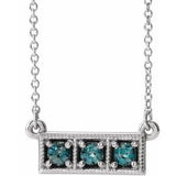 Sterling Silver Natural Alexandrite Three-Stone Bar 16-18" Necklace