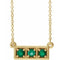 14K Yellow Natural Emerald Three-Stone Bar 16-18