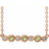 14K Rose Natural Peridot & .08 CTW Natural Diamond Bezel-Set 16-18" Necklace