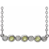 Sterling Silver Natural Peridot & .08 CTW Natural Diamond Bezel-Set 16-18" Necklace