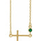 14K Yellow Lab-Grown Emerald Sideways Cross 16-18