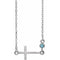 Sterling Silver Natural Aquamarine Sideways Cross 16-18