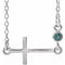 14K White Natural Alexandrite Sideways Cross 16-18