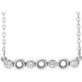 Sterling Silver .08 CTW Natural Diamond Semi-Set Bezel-Set Bar 16-18" Necklace