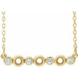 14K Yellow .08 CTW Natural Diamond Semi-Set Bezel-Set Bar 16-18" Necklace