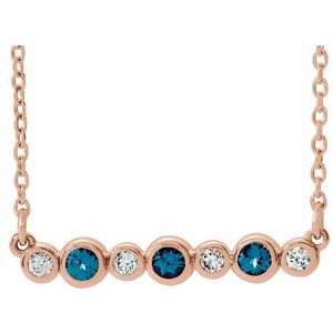 14K Rose Lab-Grown Alexandrite & .08 CTW Natural Diamond Bezel-Set 16-18" Necklace