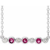 14K White Natural Pink Tourmaline & .08 CTW Natural Diamond Bezel-Set 16-18" Necklace