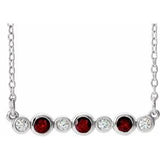 14K White Natural Mozambique Garnet & .08 CTW Natural Diamond Bezel-Set 16-18" Necklace