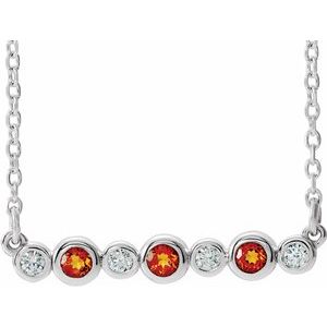 14K White Natural Citrine & .08 CTW Natural Diamond Bezel-Set 16-18" Necklace