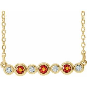 14K Yellow Natural Citrine & .08 CTW Natural Diamond Bezel-Set 16-18" Necklace