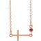 14K Rose Lab-Grown Ruby Sideways Cross 16-18
