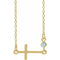 14K Yellow Natural Blue Zircon Sideways Cross 16-18
