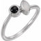 Platinum Natural White Opal & Natural Black Onyx Ring