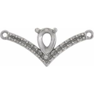 Sterling Silver Accented "V" Necklace Center