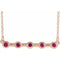 14K Rose Lab-Grown Ruby Bezel-Set Bar 16