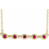 14K Yellow Lab-Grown Ruby Bezel-Set Bar 16" Necklace