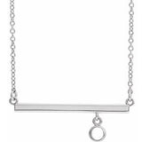 Sterling Silver 3 mm Round Bezel-Set 16" Bar Necklace Mounting
