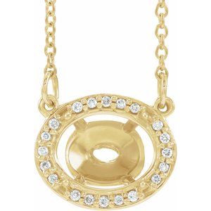 14K Yellow 9x7 mm Oval .04 CTW Natural Diamond Semi-Set 16 1/2" Necklace