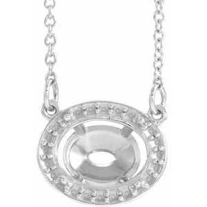 Platinum 9x7 mm Oval Halo-Style 16 1/2" Necklace Mounting