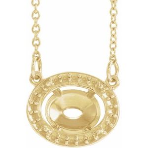 14K Yellow 9x7 mm Oval Halo-Style 16 1/2" Necklace Mounting