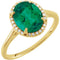 14K Yellow 10x8 mm Lab-Grown Emerald & .06 CTW Natural Diamond Ring
