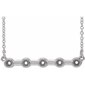 Platinum 2 mm Round Bezel-Set Bar 16" Necklace Mounting