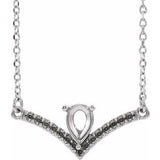 14K White Accented V 16" Necklace Mounting