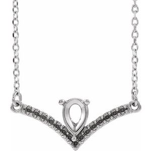 14K White Accented V 16" Necklace Mounting