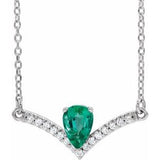 Sterling Silver Lab-Grown Emerald & .06 CTW Natural Diamond 18" Necklace