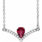 14K White Natural Ruby & .06 CTW Natural Diamond 18" Necklace