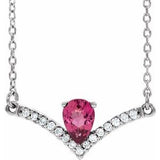 Sterling Silver Natural Pink Tourmaline & .06 CTW Natural Diamond 18" Necklace