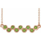 14K Rose Natural Peridot Bezel-Set Bar 16-18" Necklace
