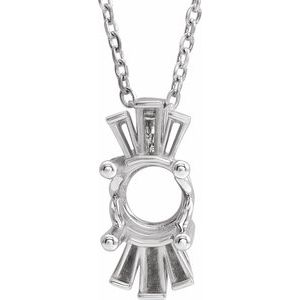 Sterling Silver 6 mm Round Accented Necklace Mounting