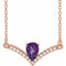 14K Rose Natural Amethyst & .06 CTW Natural Diamond 18