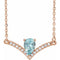 14K Rose Natural Aquamarine & .06 CTW Natural Diamond 16