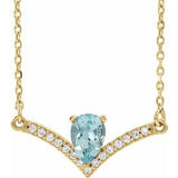 14K Yellow Natural Aquamarine & .06 CTW Natural Diamond 16" Necklace