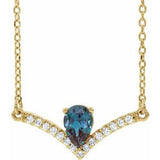 14K Yellow Lab-Grown Alexandrite & .06 CTW Natural Diamond 18" Necklace
