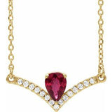 14K Yellow Natural Ruby & .06 CTW Natural Diamond 16" Necklace