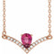 14K Rose Natural Pink Tourmaline & .06 CTW Natural Diamond 18