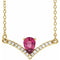 14K Yellow Natural Pink Tourmaline & .06 CTW Natural Diamond 18