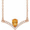 14K Rose Natural Citrine & .06 CTW Natural Diamond 16
