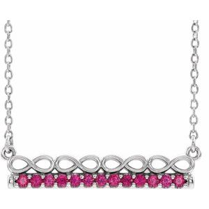 Sterling Silver Natural Ruby Infinity-Inspired Bar 16" Necklace